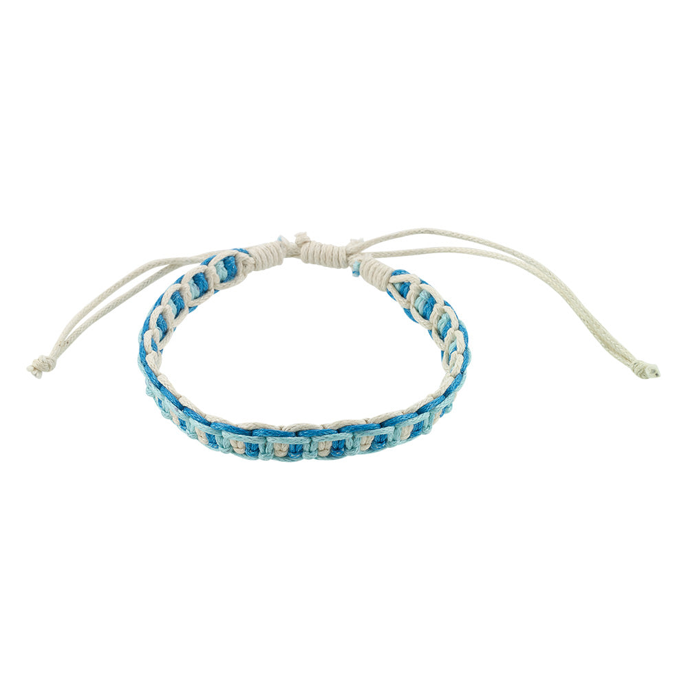 Blue Hues Linen and Macrame Bracelet