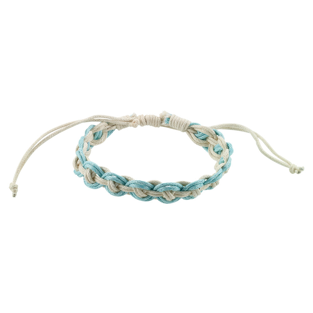 Blue Hues Linen and Macrame Bracelet