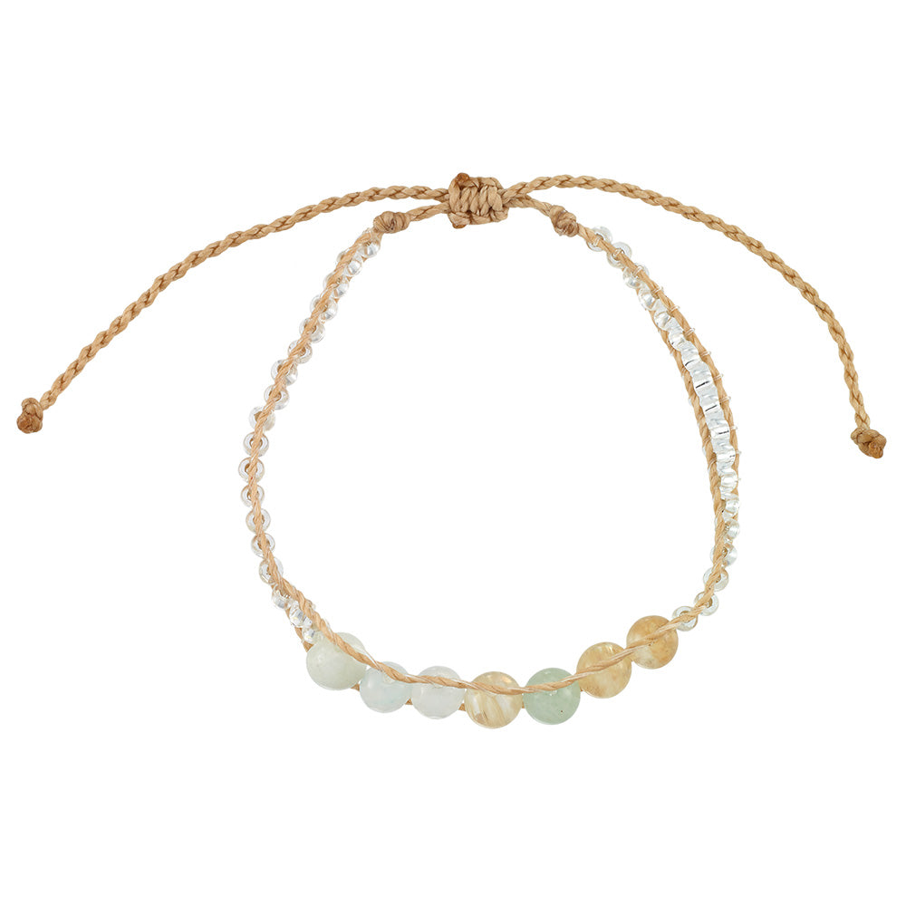 Adjustable Wax Cord &amp; Stone Mix Bracelet