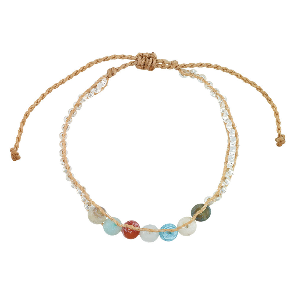 Adjustable Wax Cord &amp; Stone Mix Bracelet