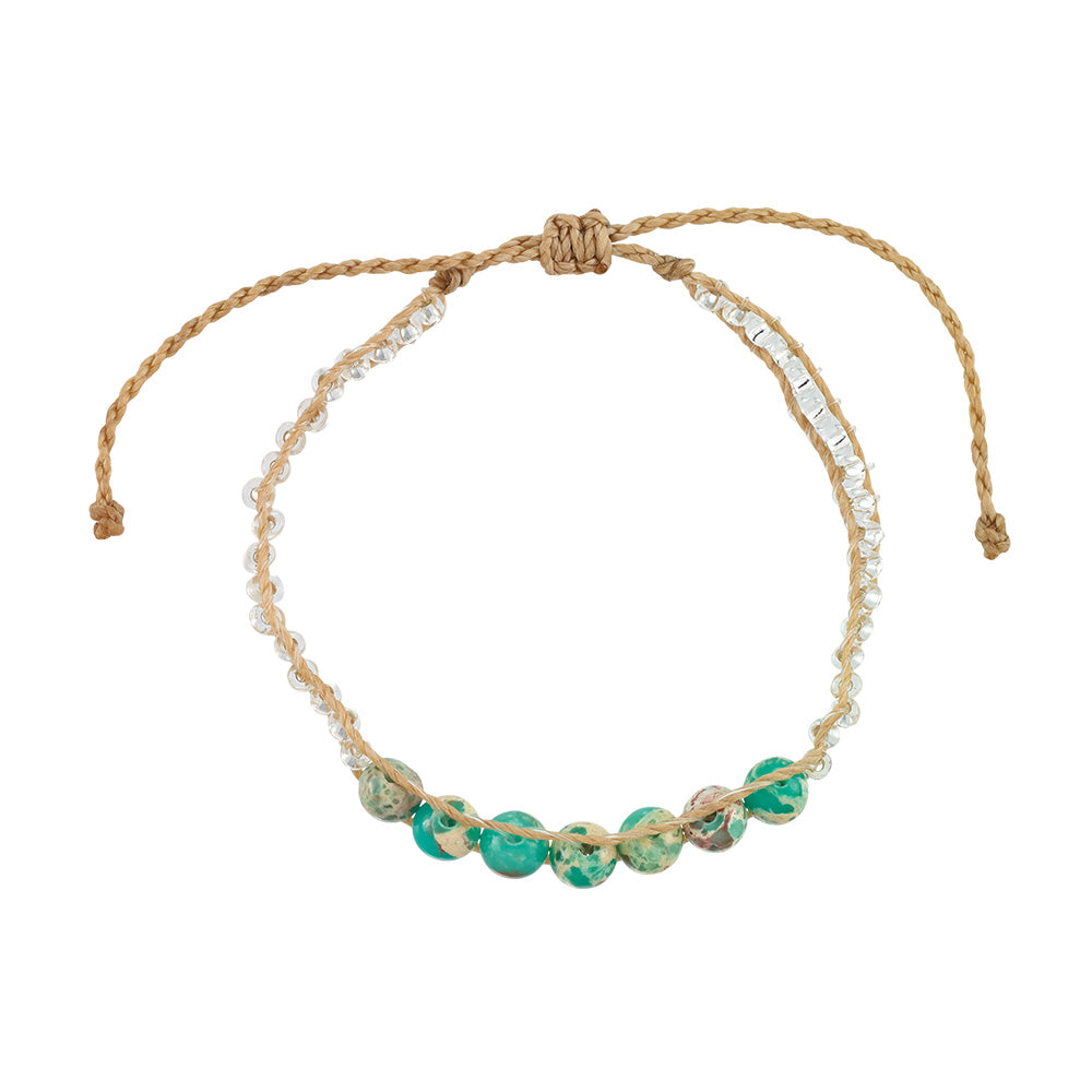 Adjustable Wax Cord &amp; Stone Mix Bracelet
