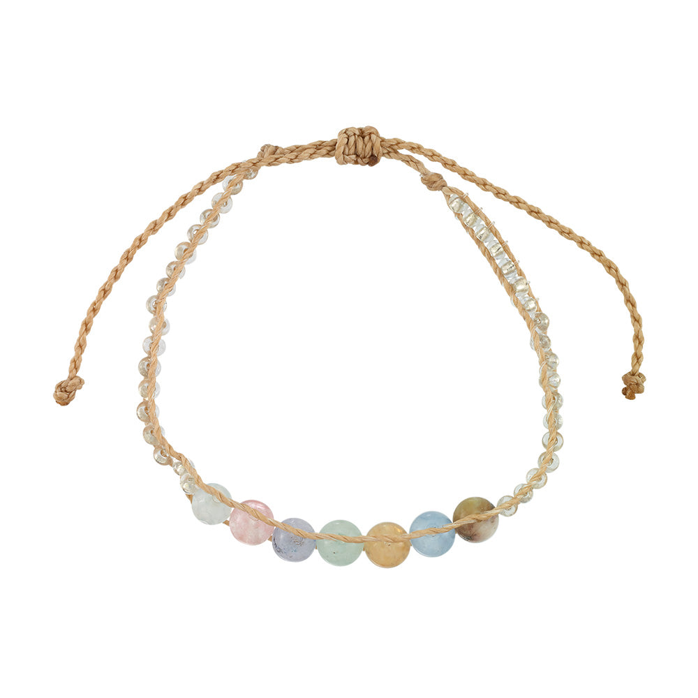Adjustable Wax Cord &amp; Stone Mix Bracelet