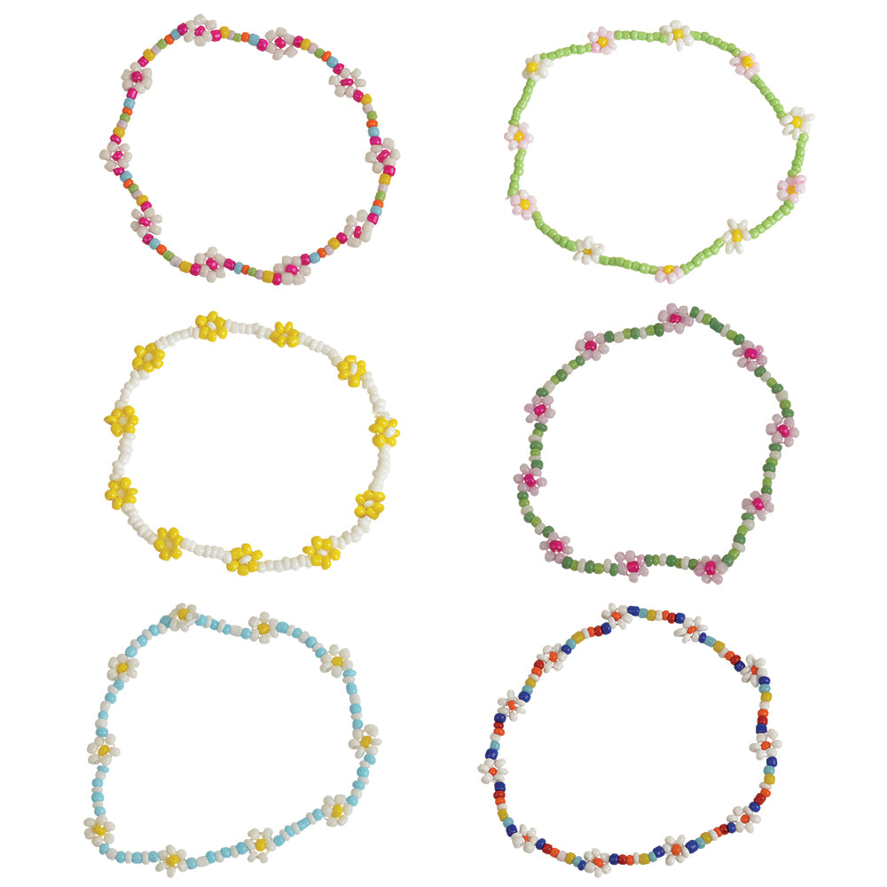 Handmade Seed Bead Daisy Stretch Bracelet