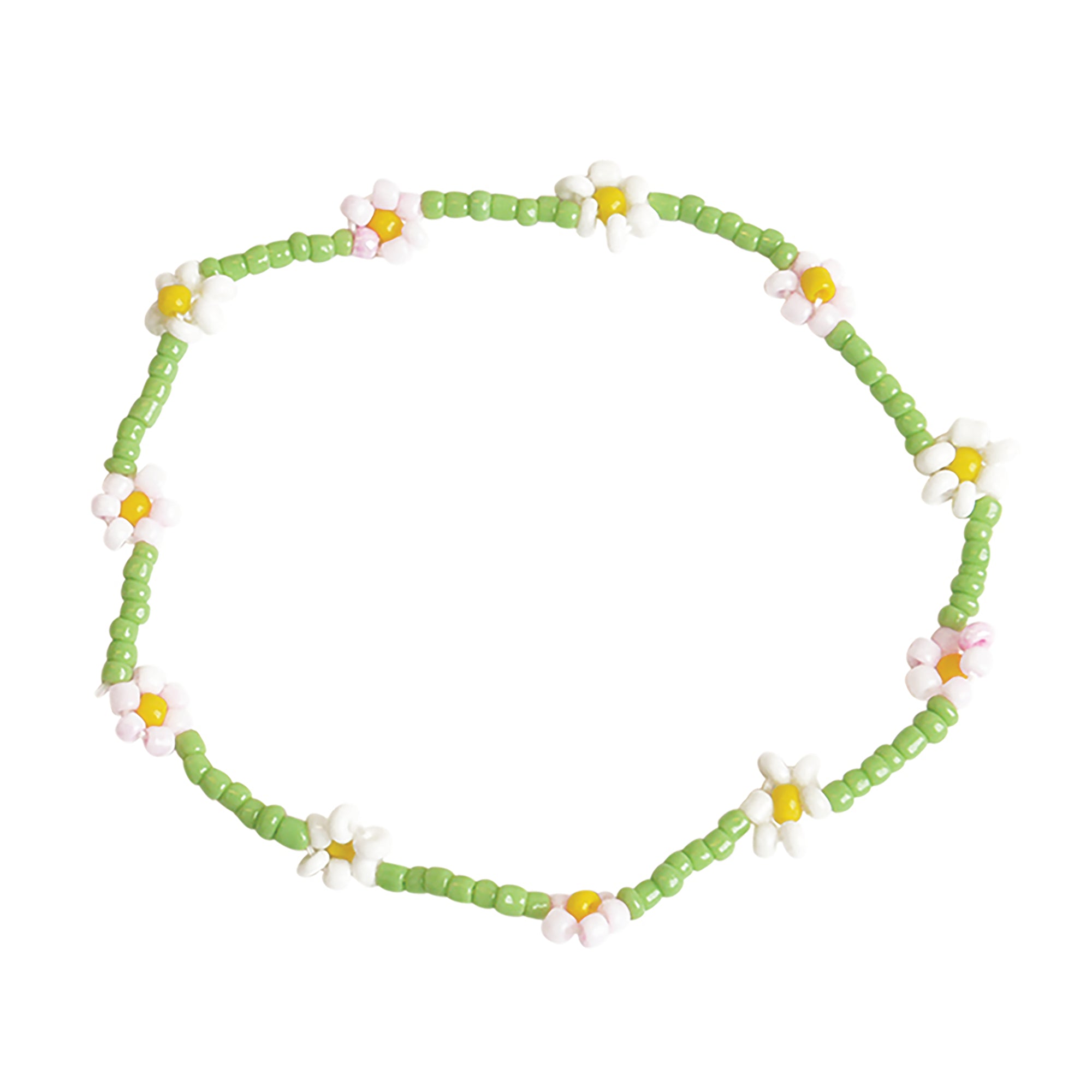 Handmade Seed Bead Daisy Stretch Bracelet
