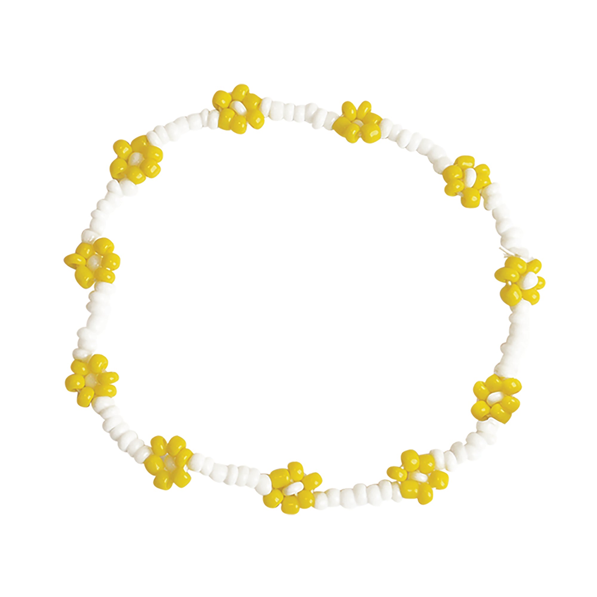 Handmade Seed Bead Daisy Stretch Bracelet