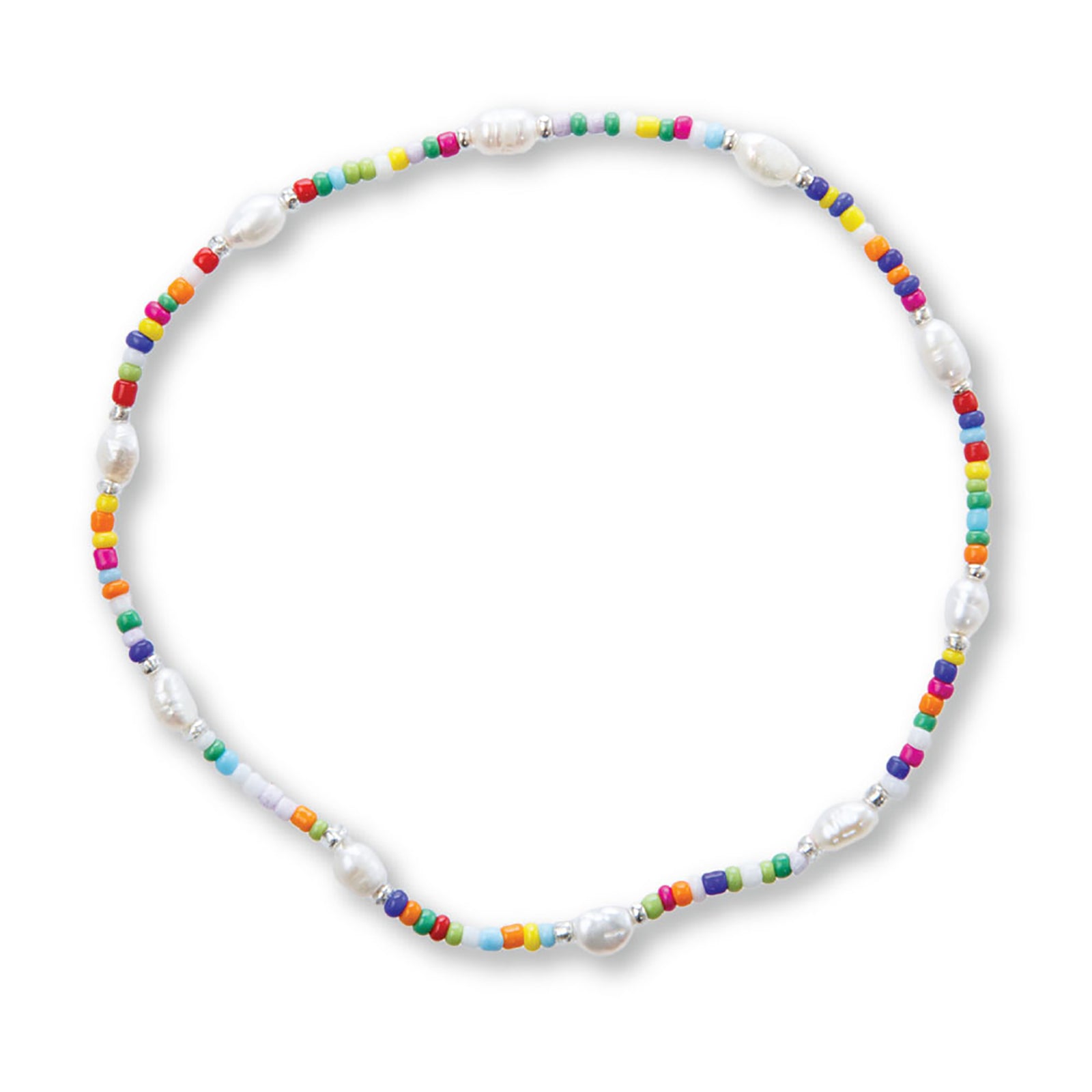 Multi Color Seed Bead & Rice Pearl Station Bracelet - Viva life Jewellery