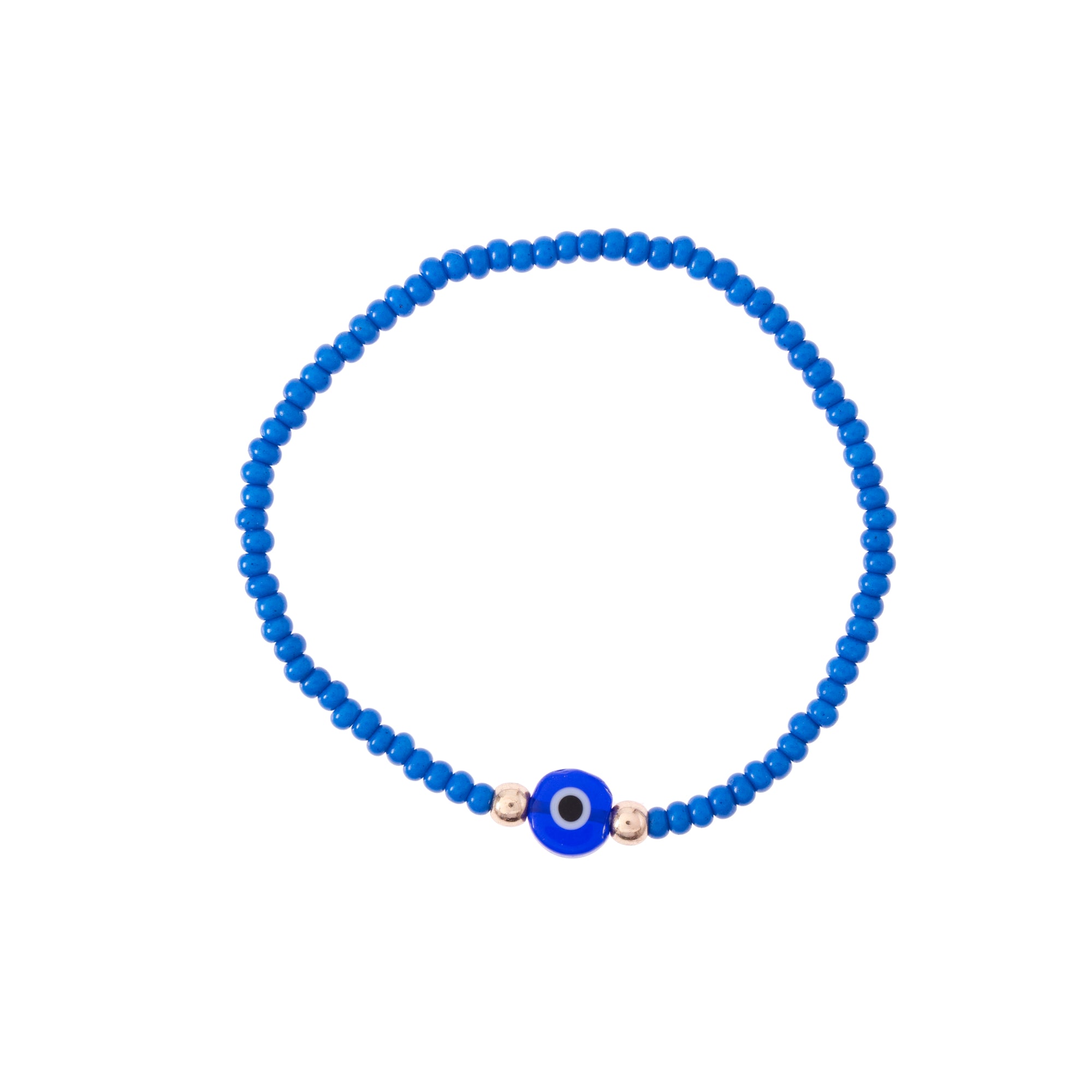 Bright Color Evil Eye Seed Bead Stretch Bracelet