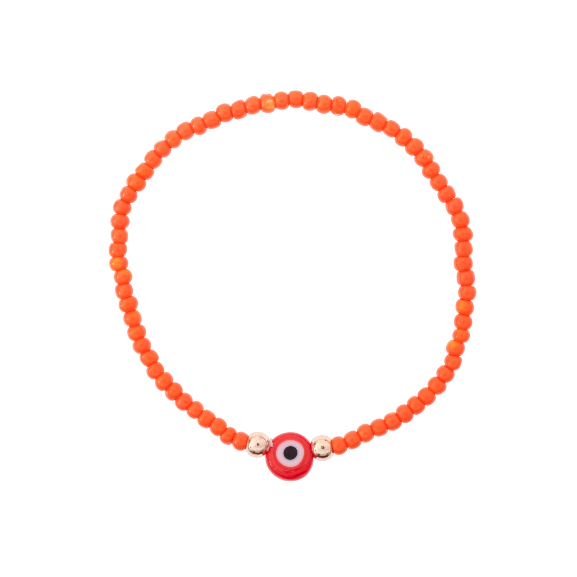 Bright Color Evil Eye Seed Bead Stretch Bracelet