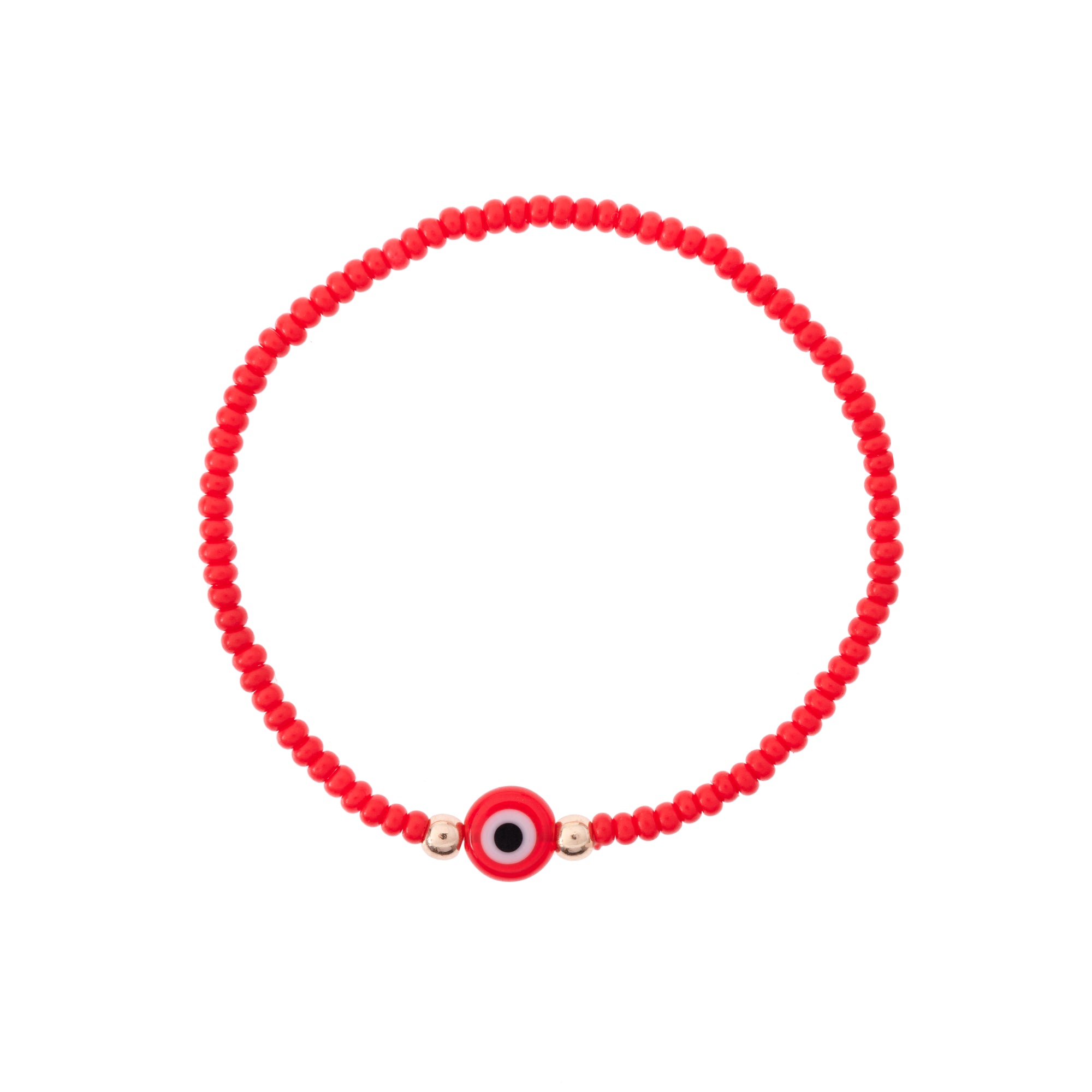 Bright Color Evil Eye Seed Bead Stretch Bracelet