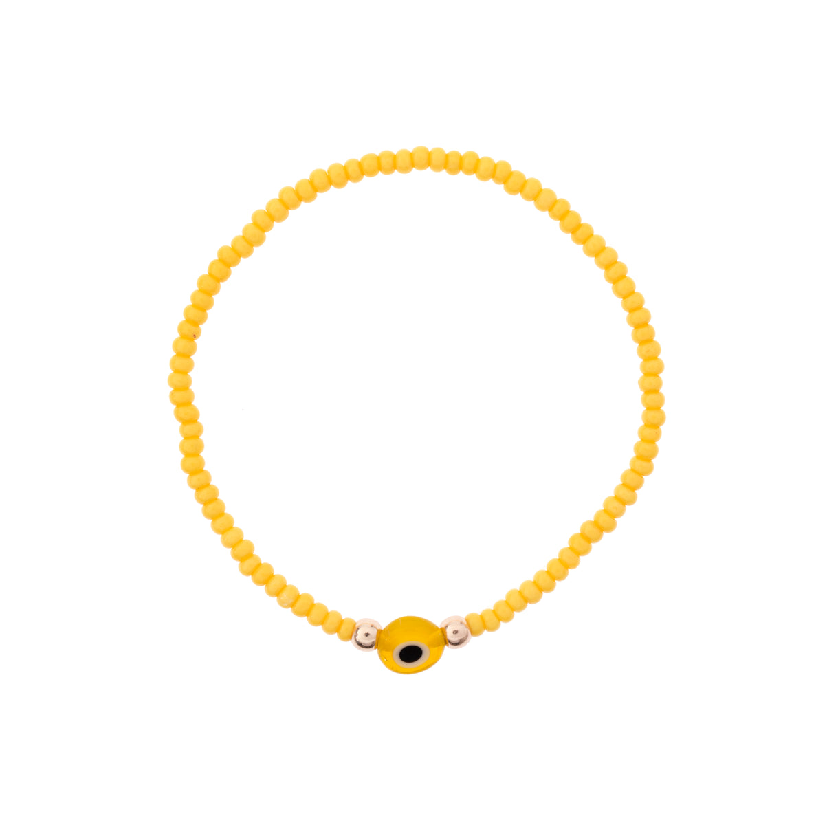 Bright Color Evil Eye Seed Bead Stretch Bracelet