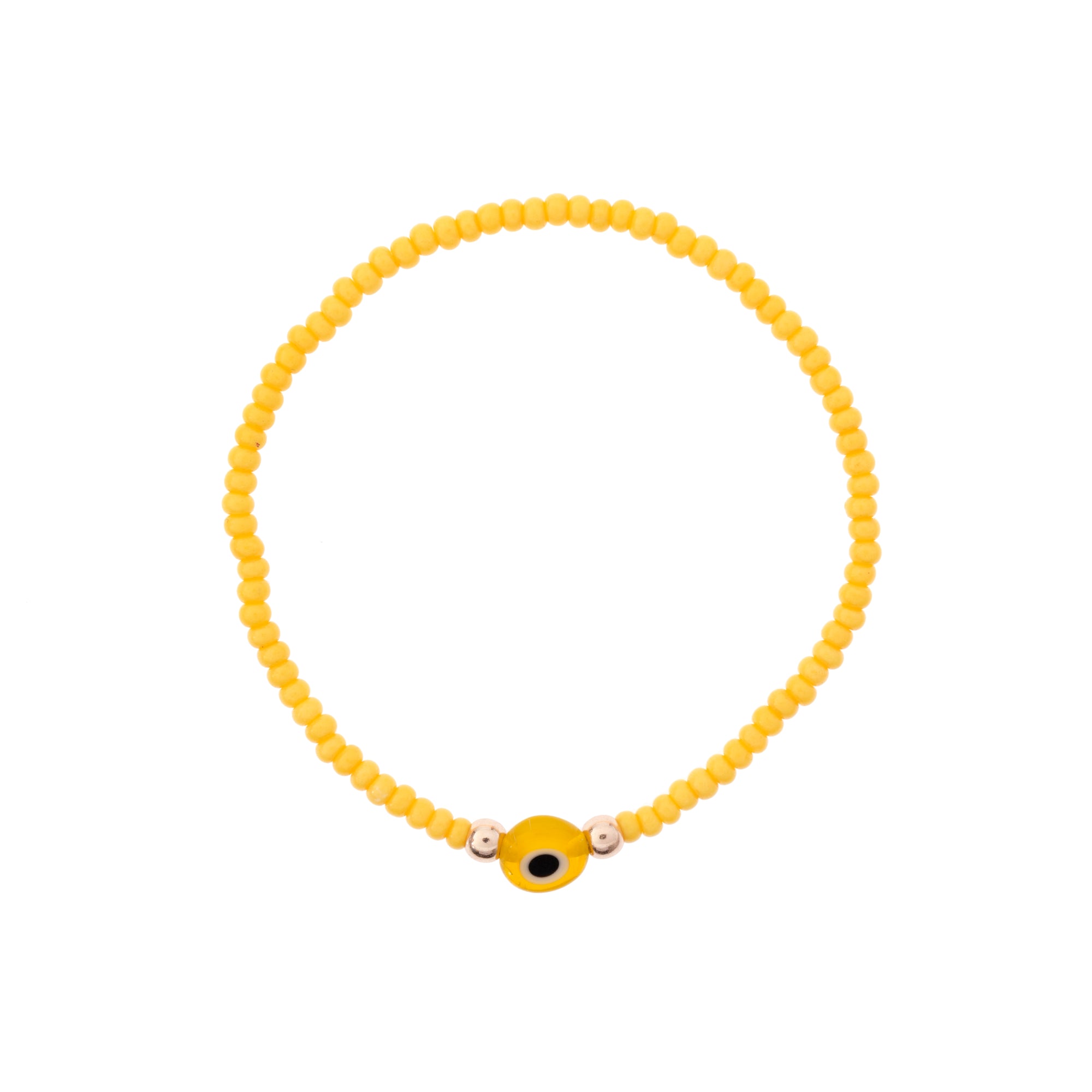 Bright Color Evil Eye Seed Bead Stretch Bracelet