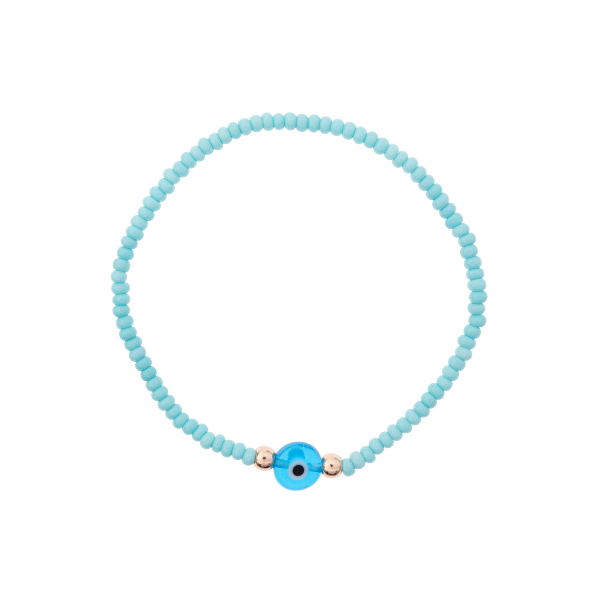Bright Color Evil Eye Seed Bead Stretch Bracelet