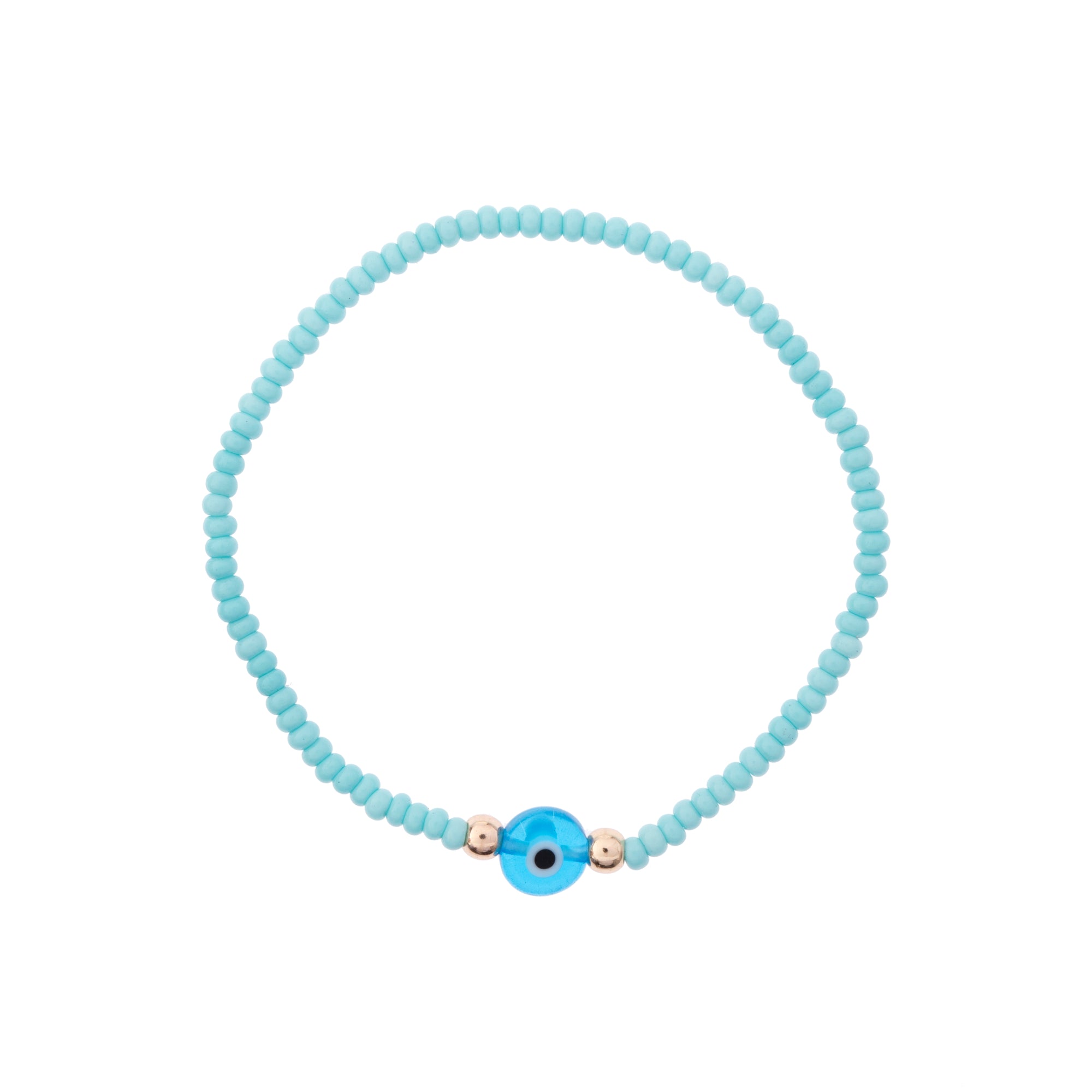 Bright Color Evil Eye Seed Bead Stretch Bracelet