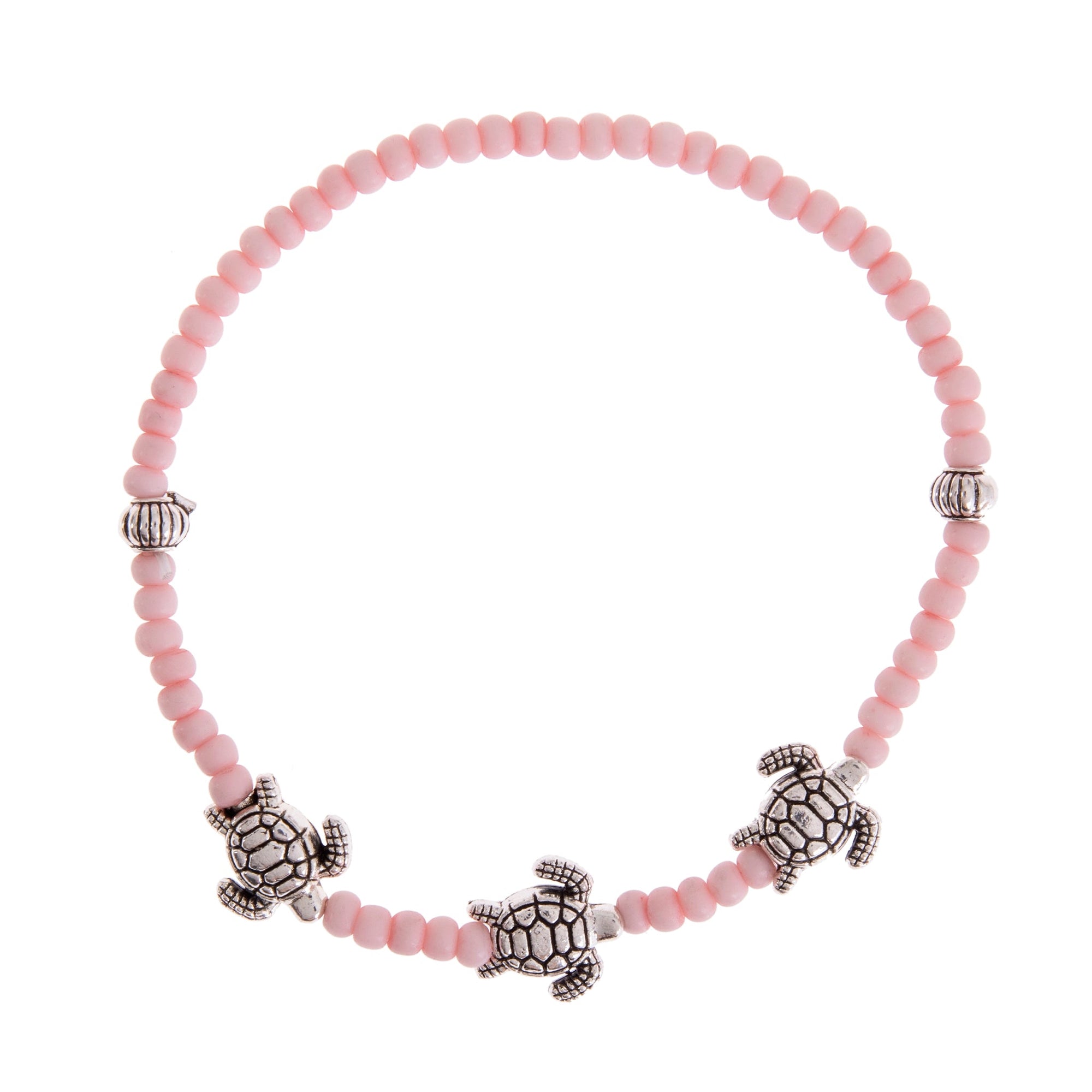 Pastel Color Three Turtle Seed Bead Anklet