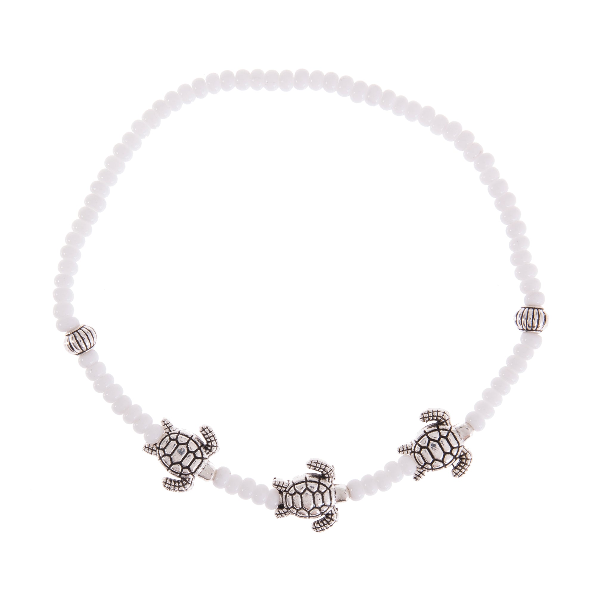 Pastel Color Three Turtle Seed Bead Bracelet