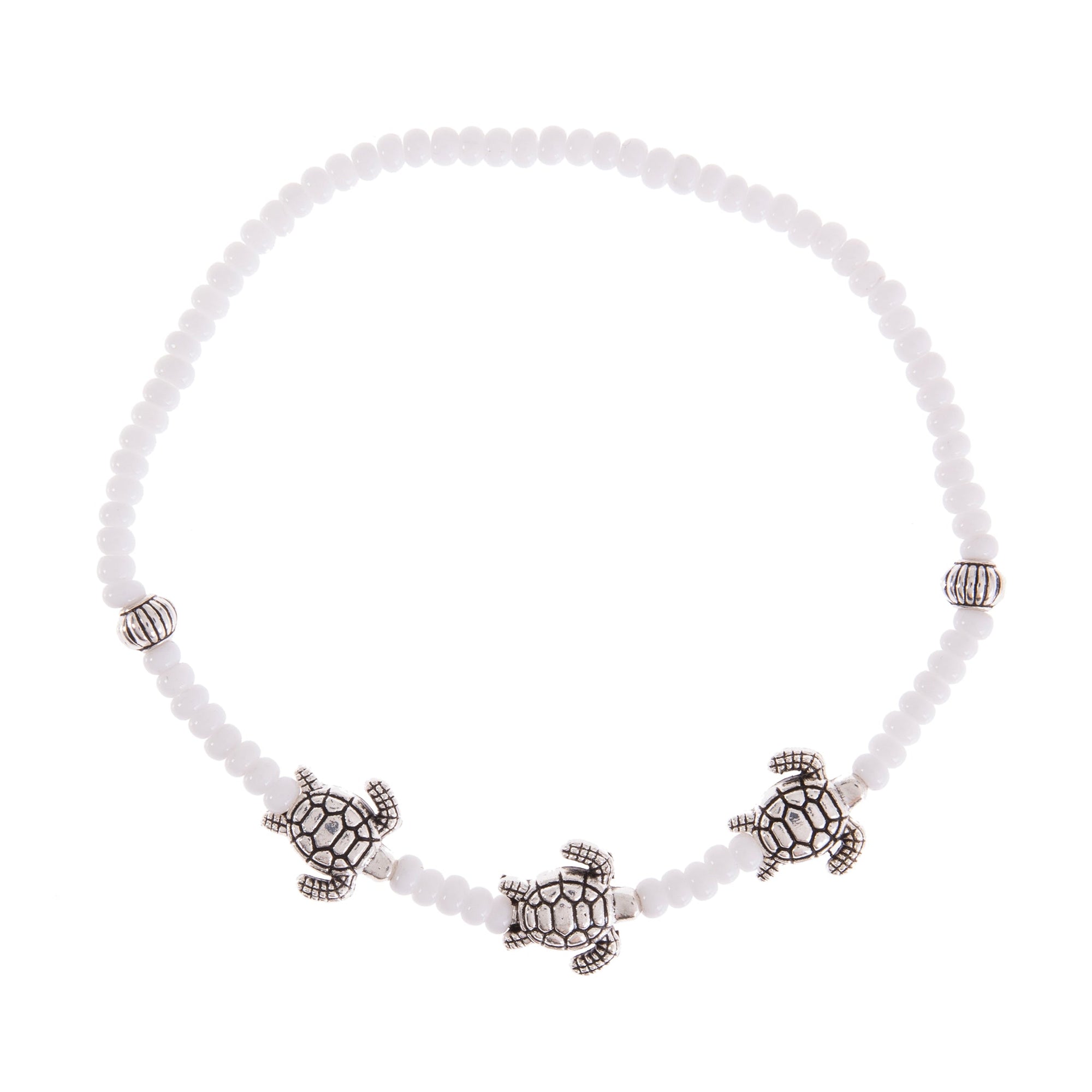 Pastel Color Three Turtle Seed Bead Anklet