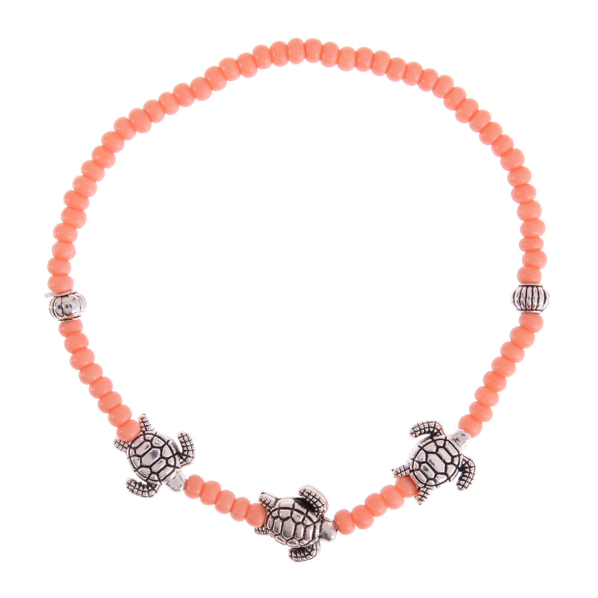 Pastel Color Three Turtle Seed Bead Bracelet