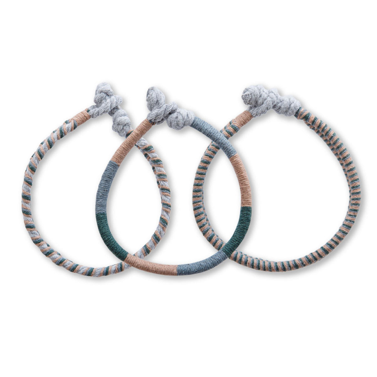 Men&#39;s Color Wrapped Cotton Rope Bracelet Set - Viva life Jewellery