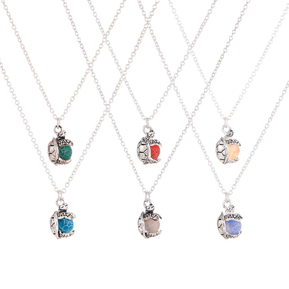 Sea Turtle Semi Precious Stone Necklace