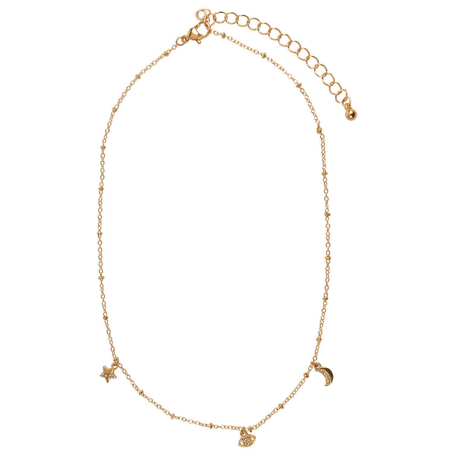 Evil Eye - Star - Moon  Charm Crystal Necklace