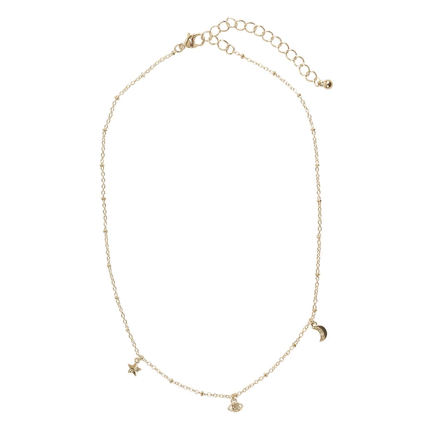 Evil Eye - Star - Moon  Charm Crystal Necklace