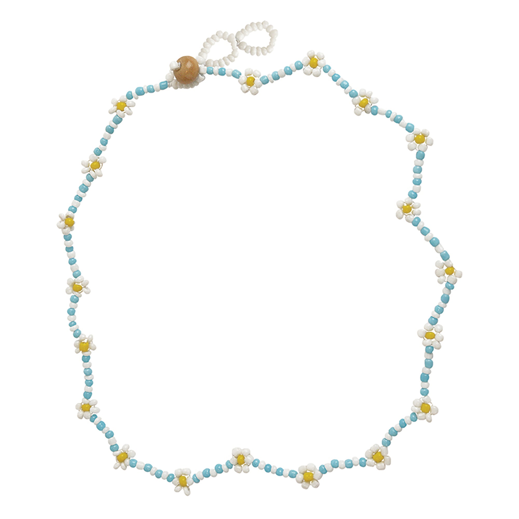 Carazocolla + Turquoise Seed Bead Daisy Chain Necklace