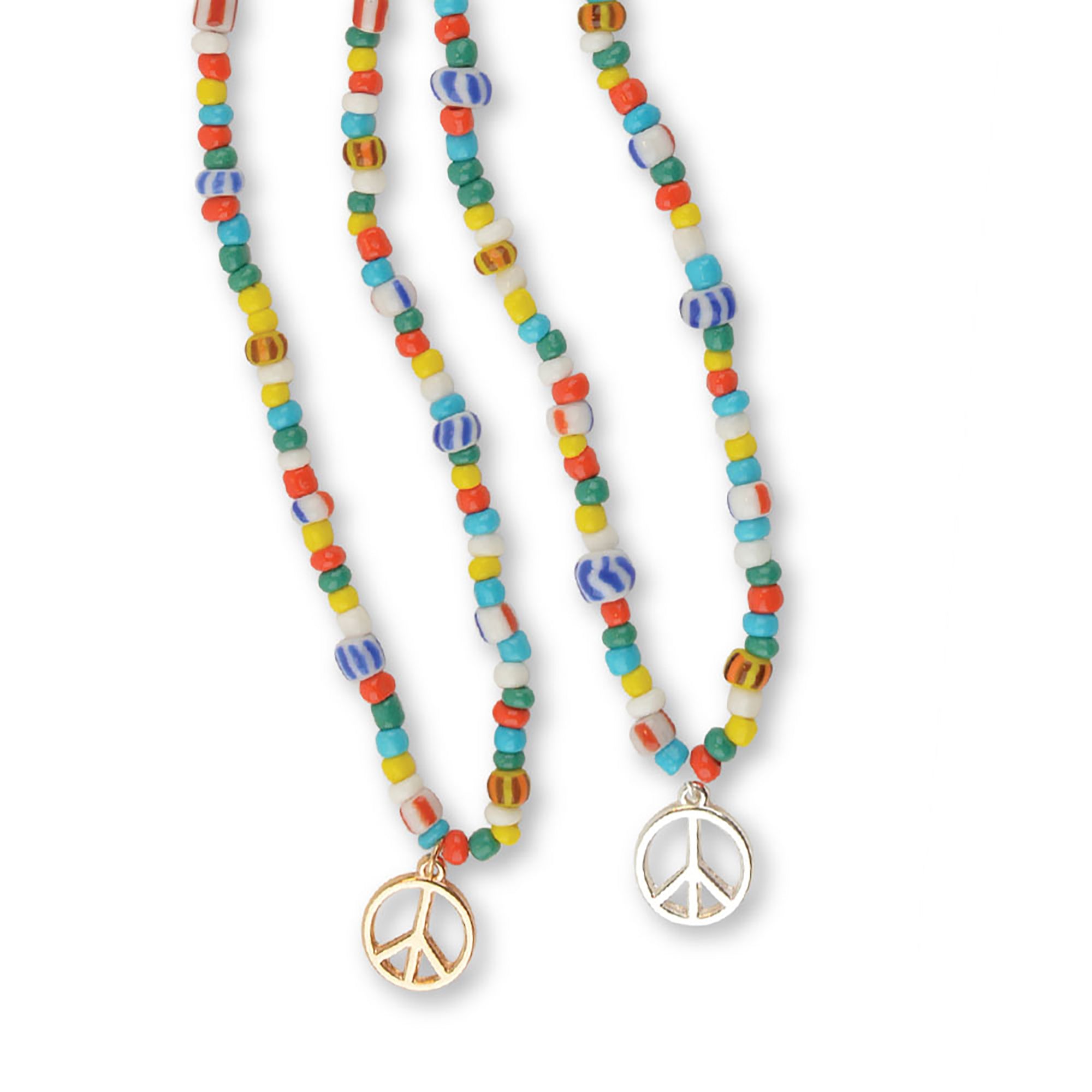 Multi Seed Bead Peace Sign Necklace - Viva life Jewellery