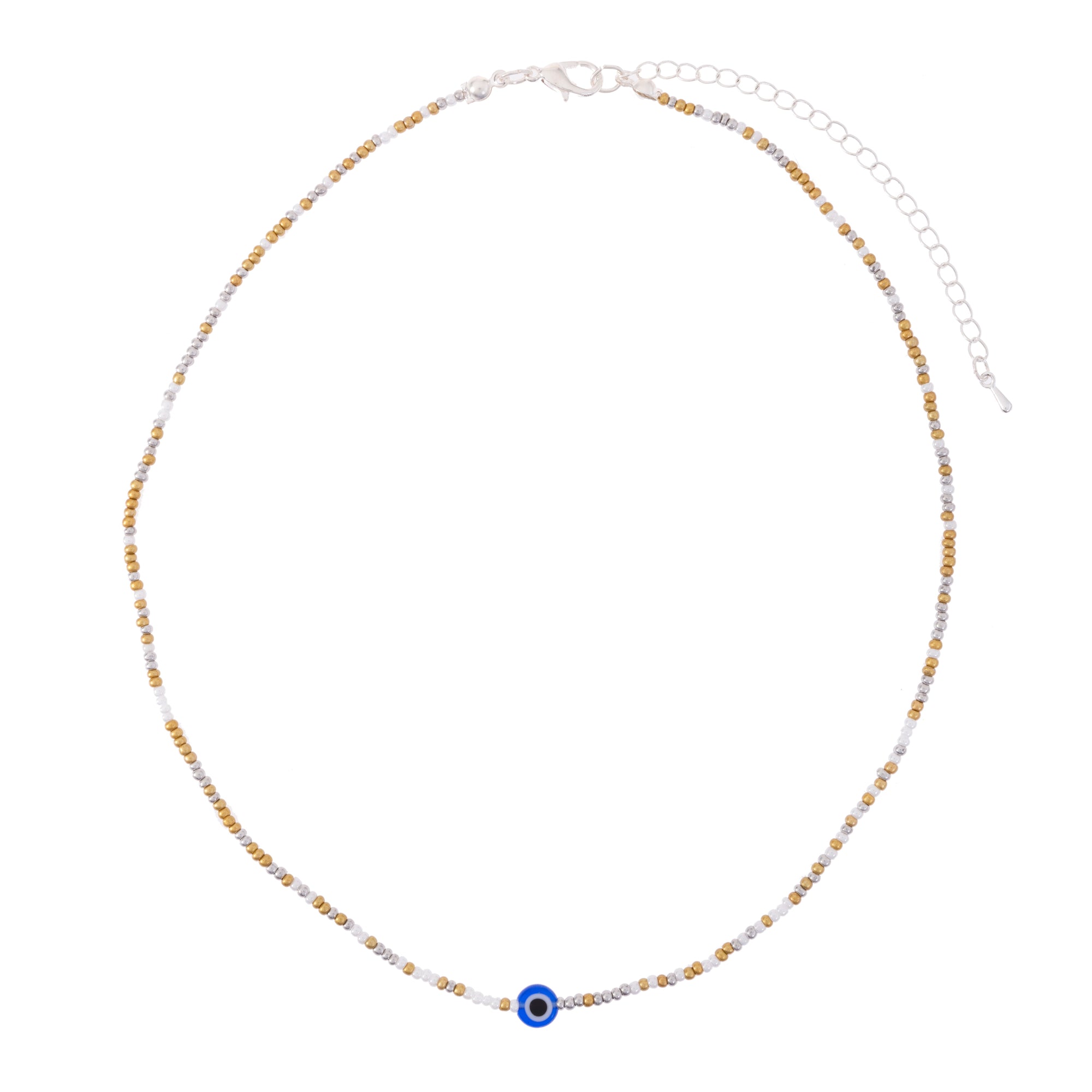 Tiny Seedbead Evil Eye Necklace