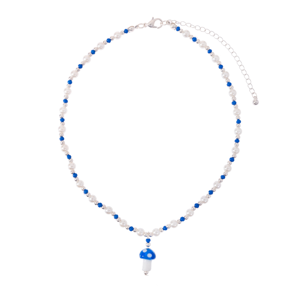 Colorful Seed Bead Pearl Glass Mushroom Necklace
