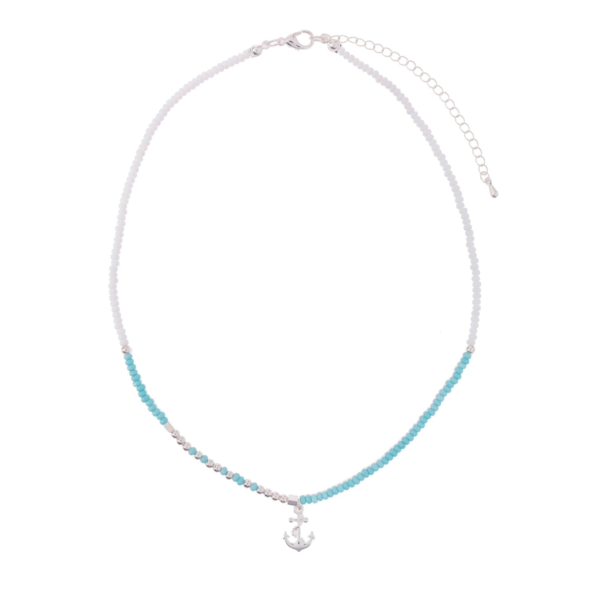 Anchor Charm Seed Bead Necklace