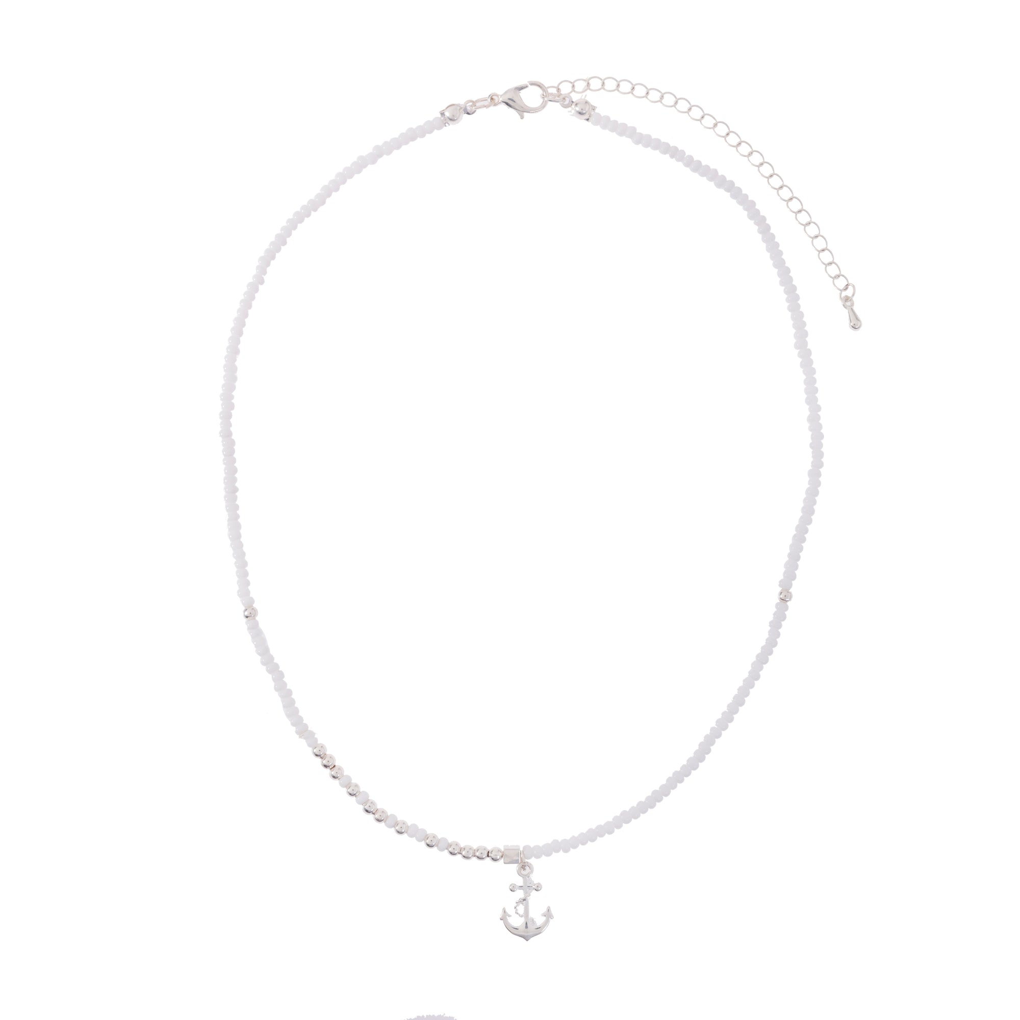Anchor Charm Seed Bead Necklace