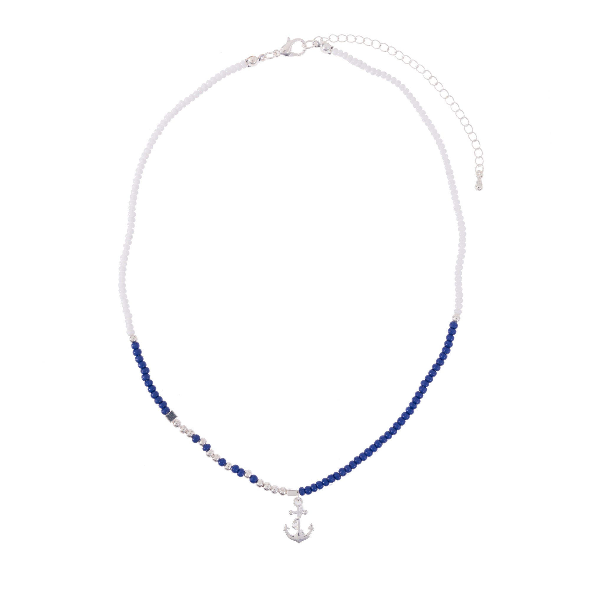 Anchor Charm Seed Bead Necklace