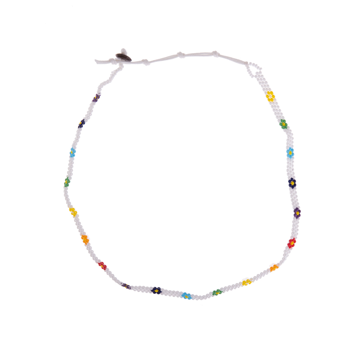 Colorful Handmade Seed Bead Daisy Necklace