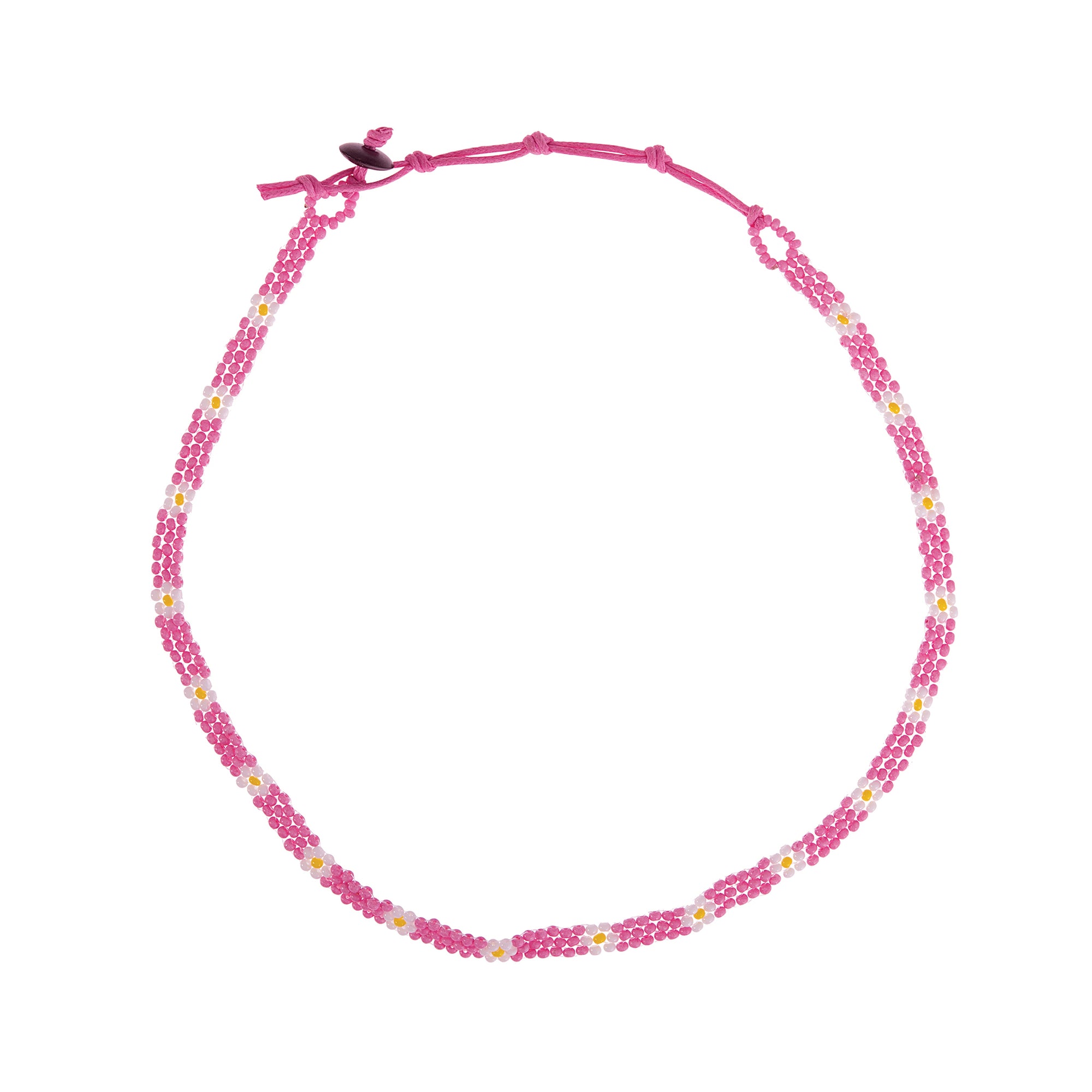 Colorful Handmade Seed Bead Daisy Necklace