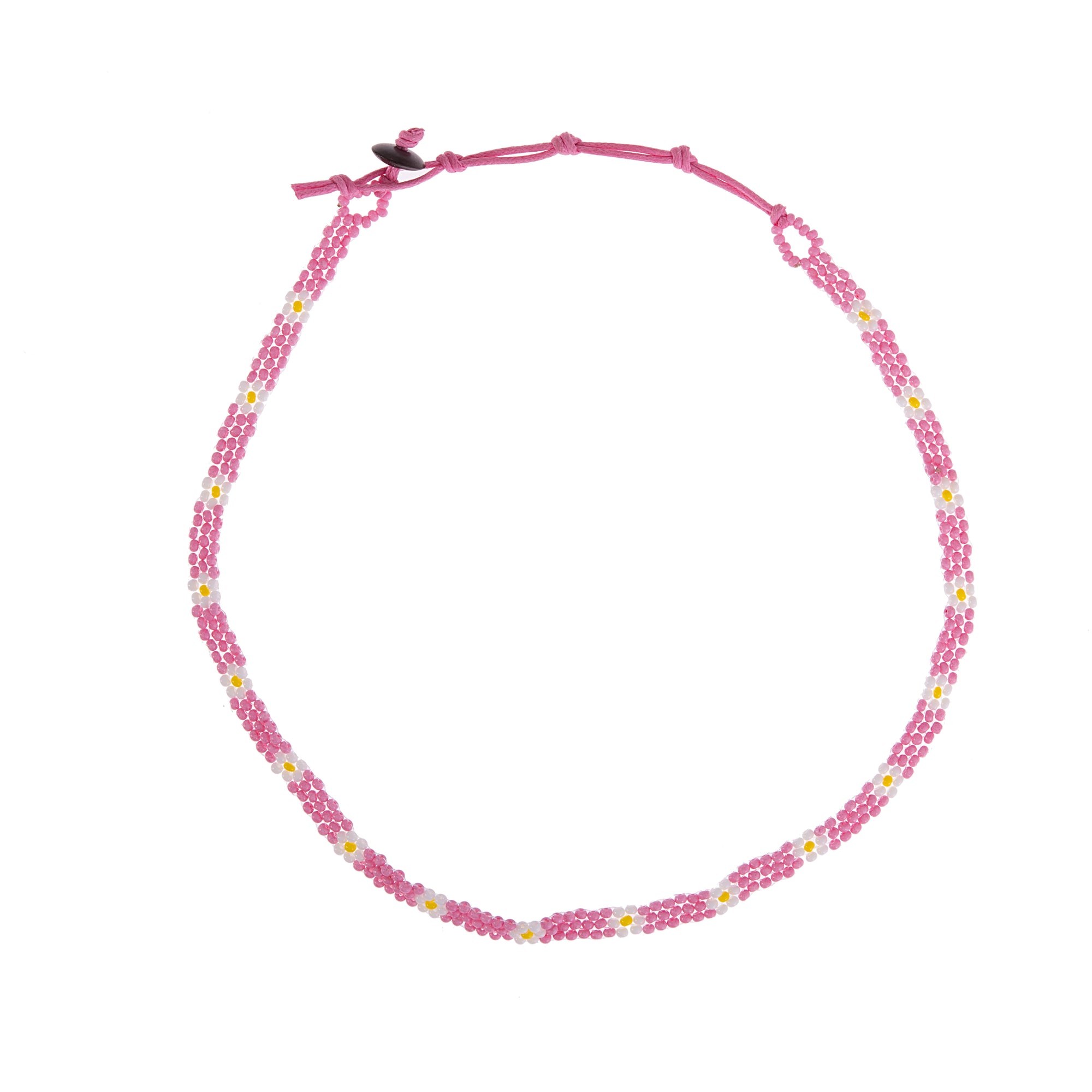 Colorful Handmade Seed Bead Daisy Necklace