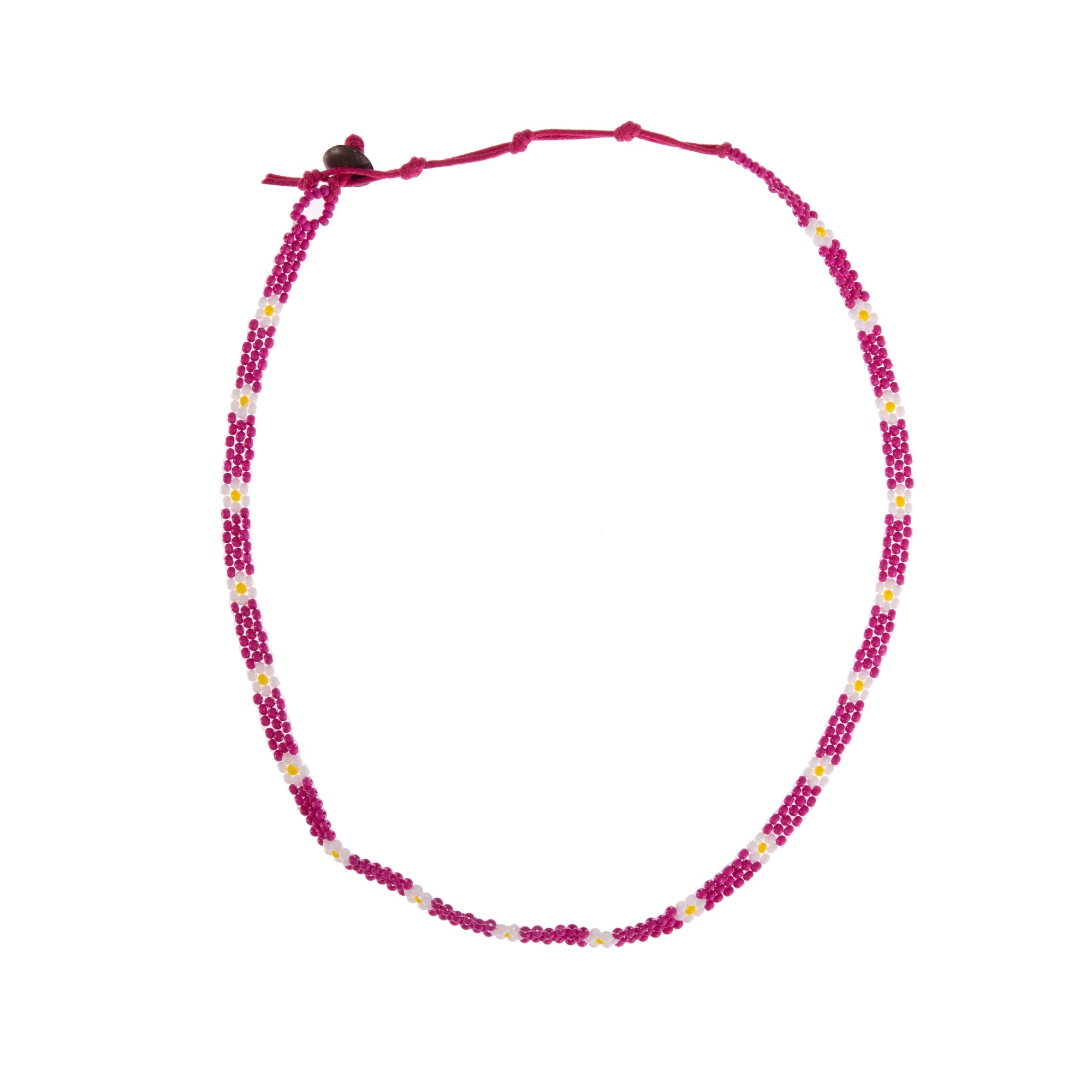 Colorful Handmade Seed Bead Daisy Necklace