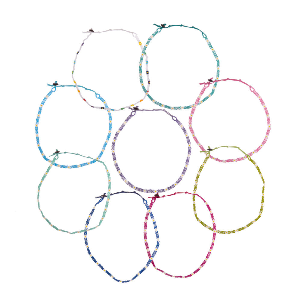 Colorful Handmade Seed Bead Daisy Necklace