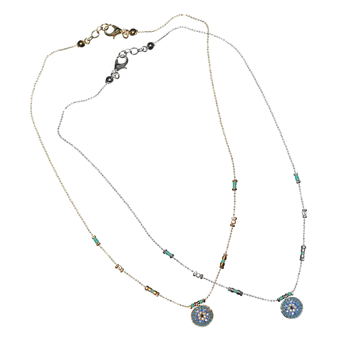 Colorful Eye of Protection Rhinestone Necklace