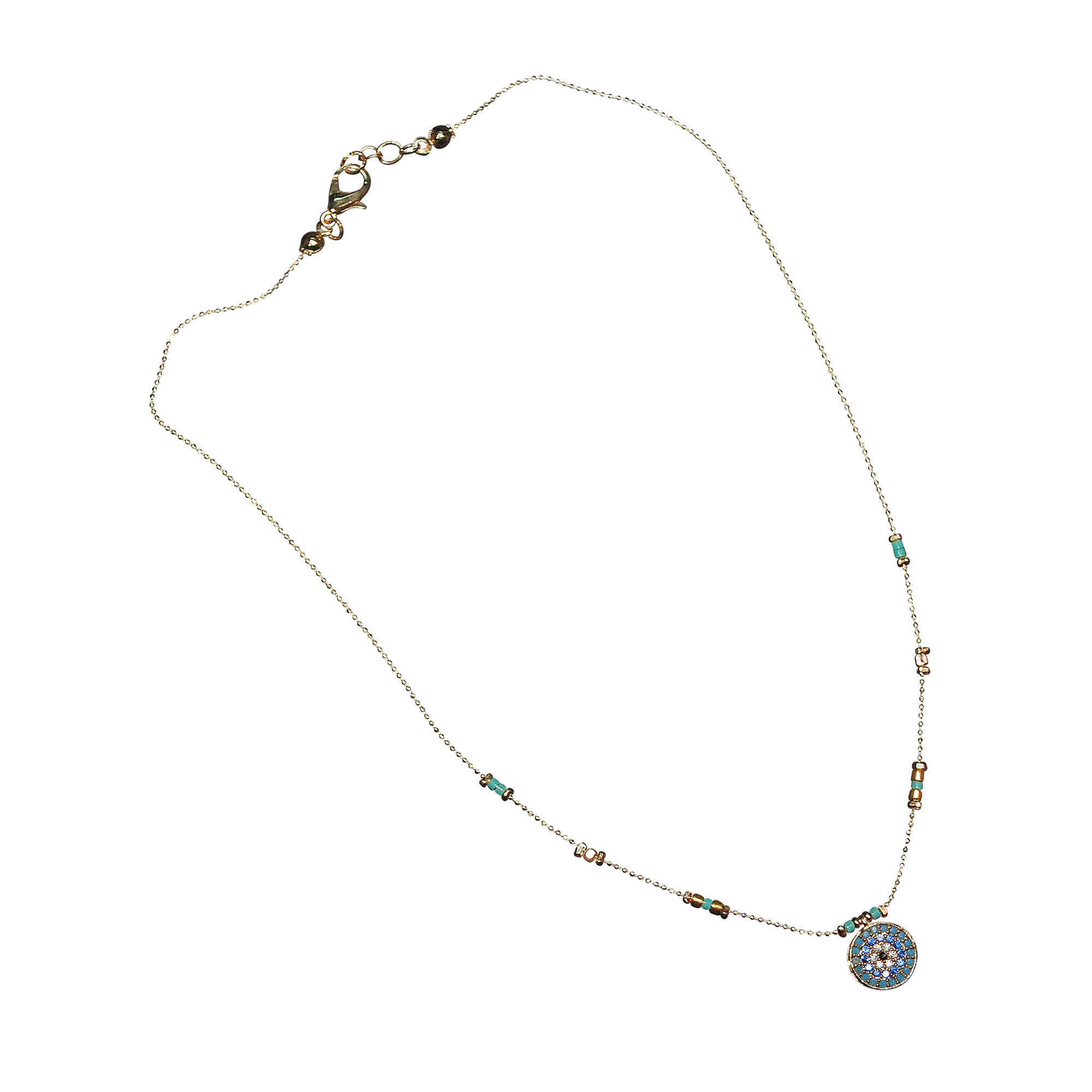 Colorful Eye of Protection Rhinestone Necklace