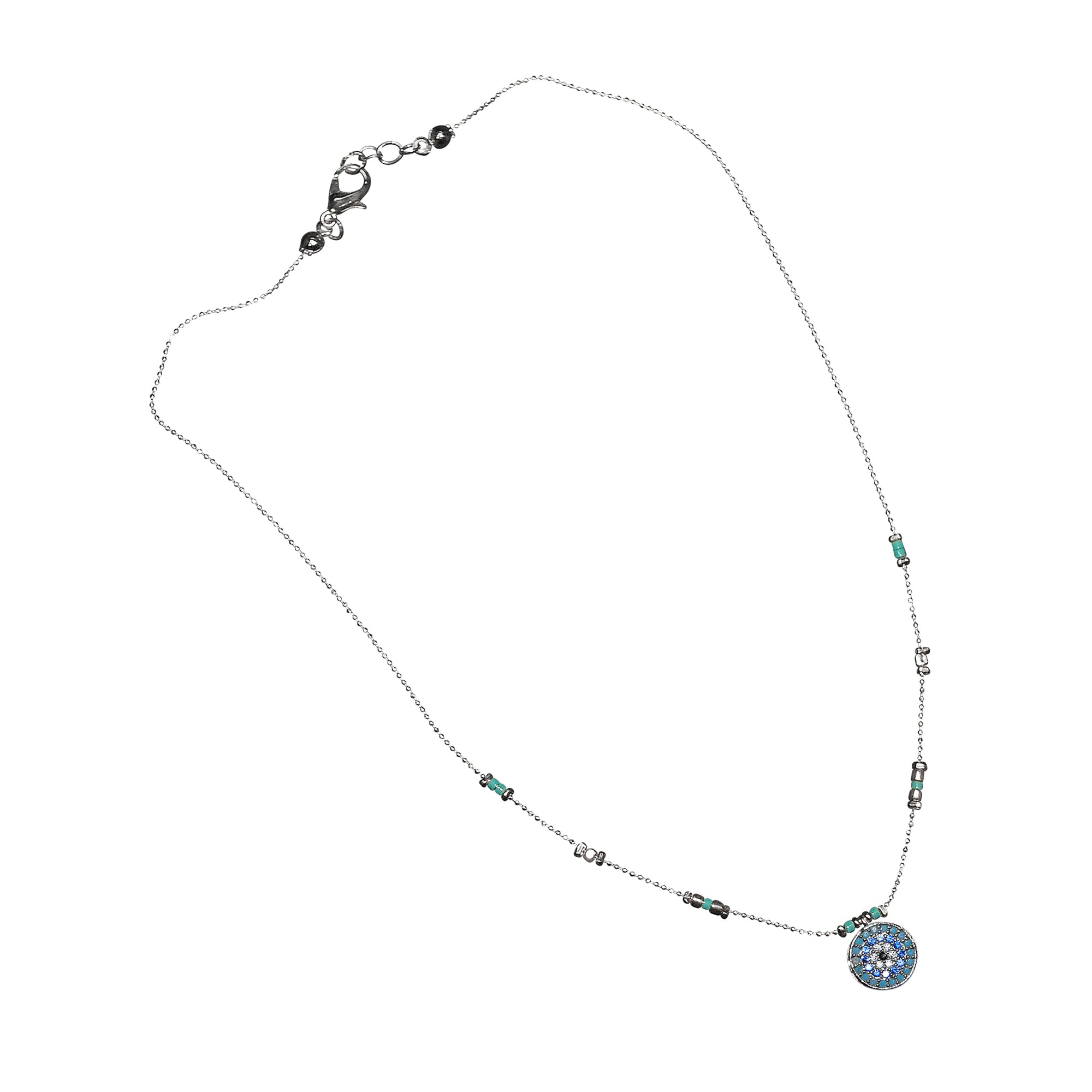 Colorful Eye of Protection Rhinestone Necklace