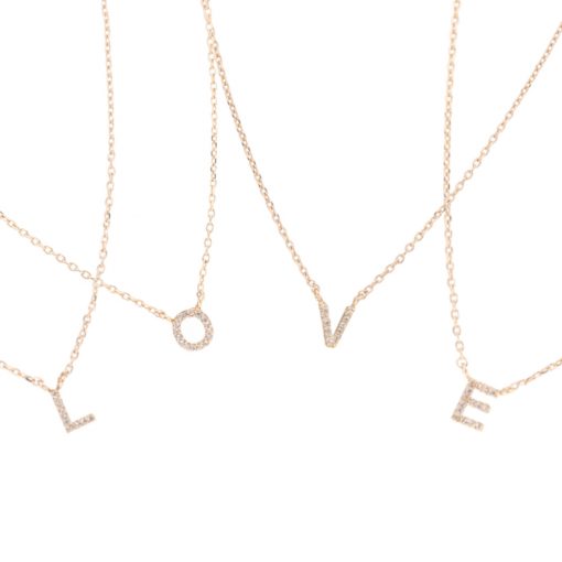 Gold Crystal Initial Pave Necklace