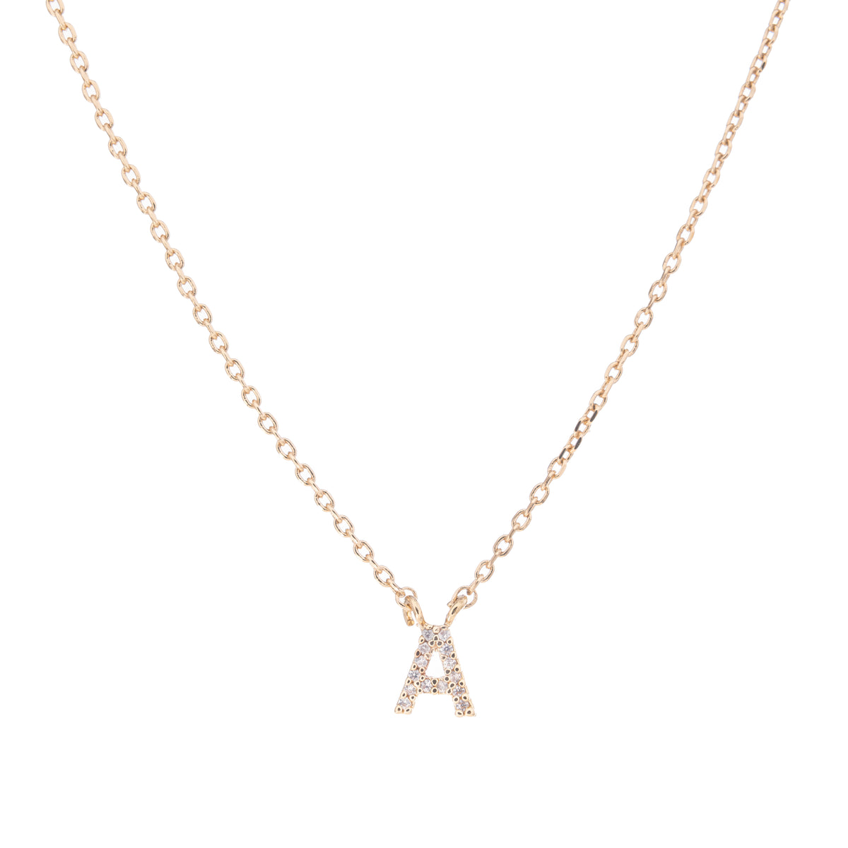 Gold Crystal Initial Pave Necklace