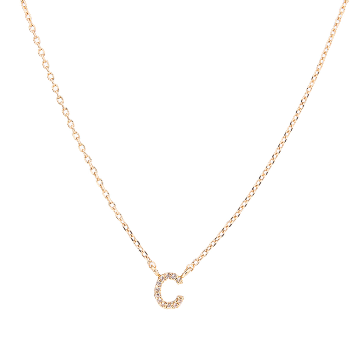 Gold Crystal Initial Pave Necklace