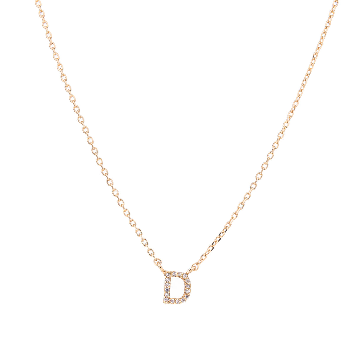 Gold Crystal Initial Pave Necklace