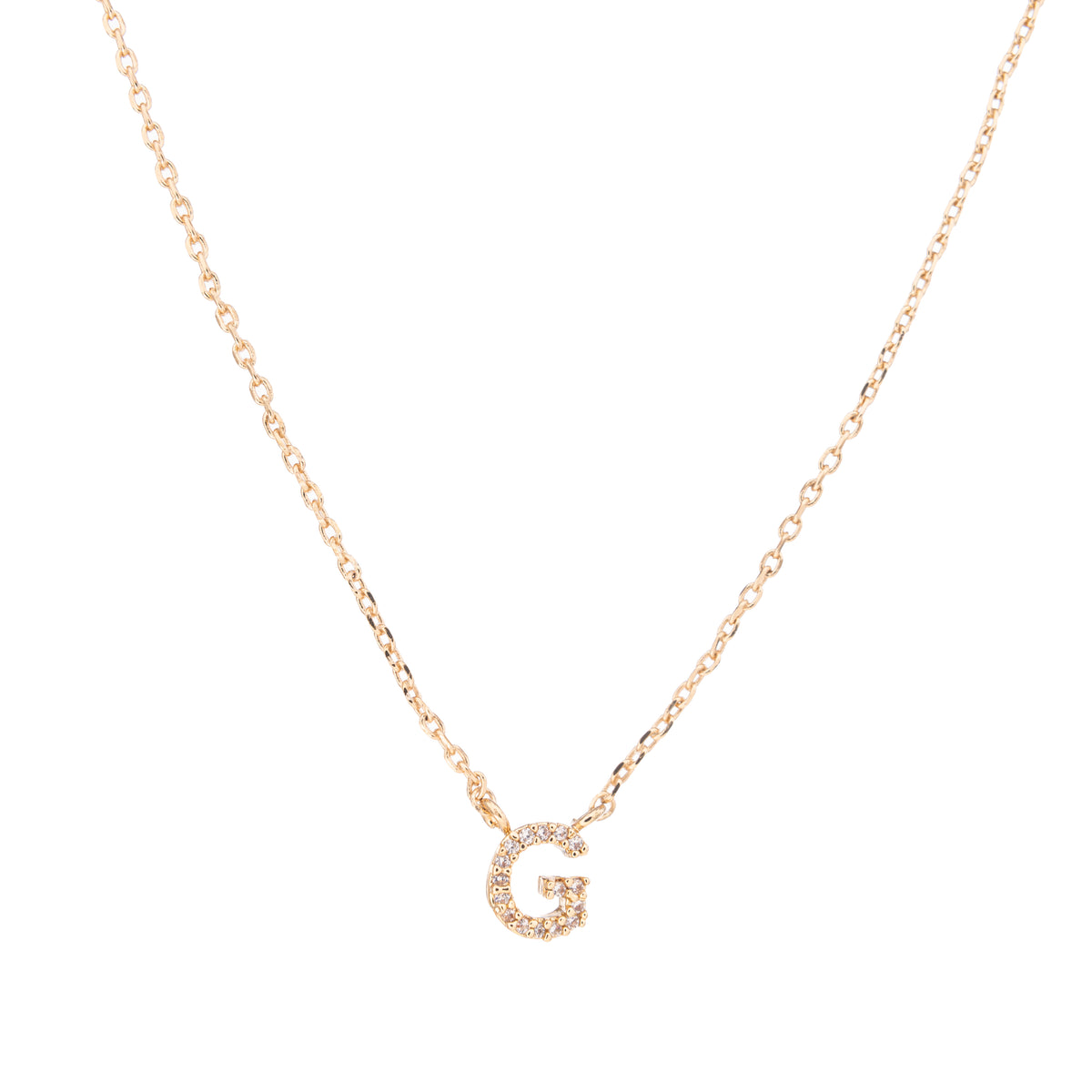 Gold Crystal Initial Pave Necklace