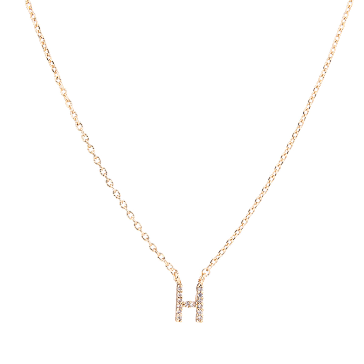Gold Crystal Initial Pave Necklace