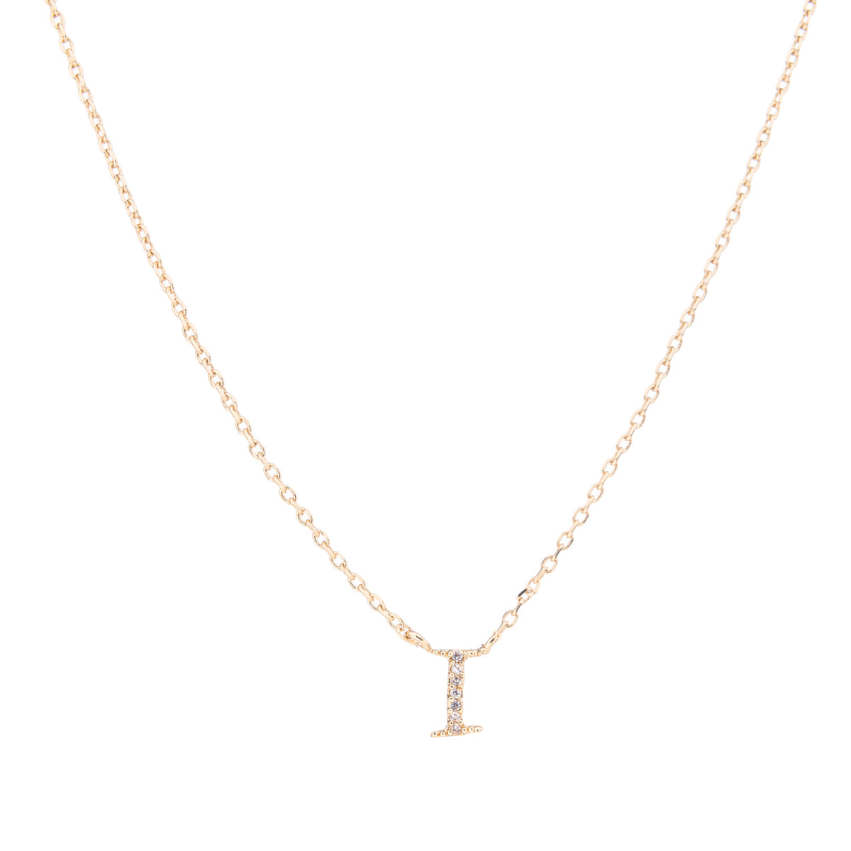 Gold Crystal Initial Pave Necklace