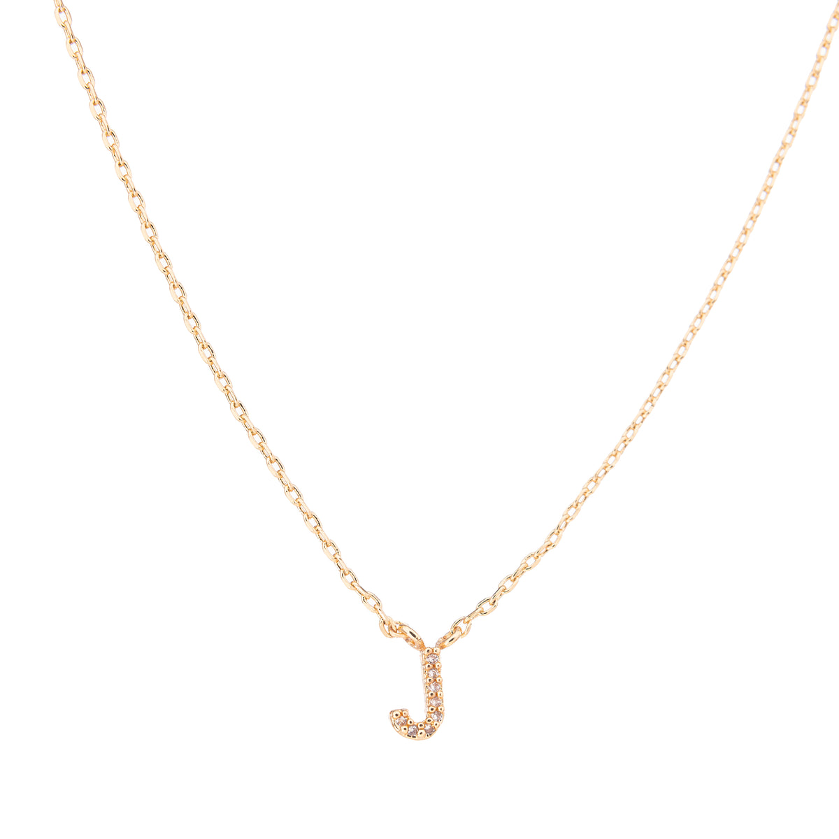 Gold Crystal Initial Pave Necklace