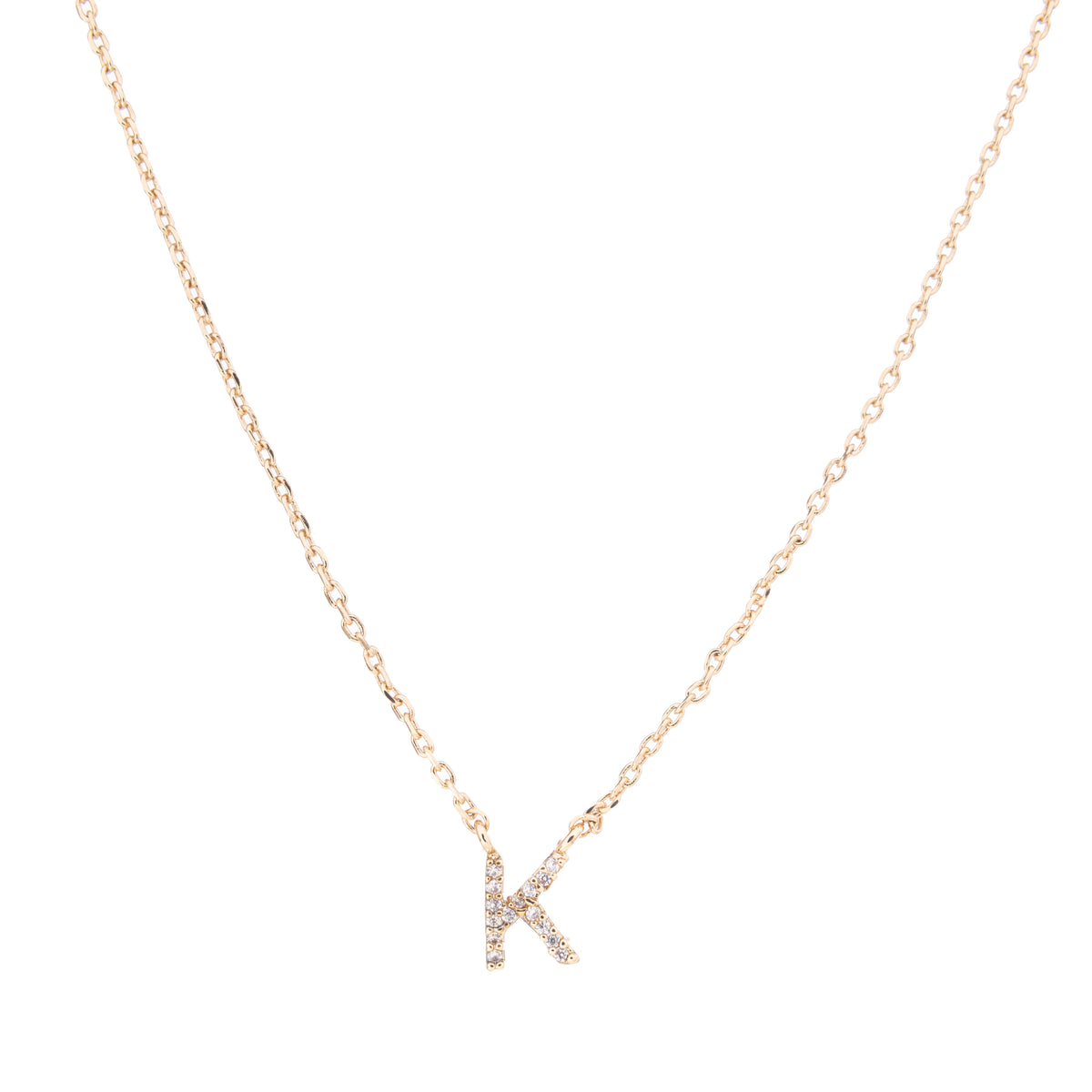 Gold Crystal Initial Pave Necklace