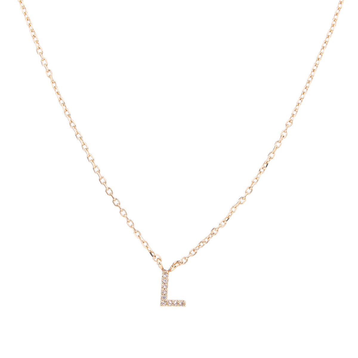 Gold Crystal Initial Pave Necklace